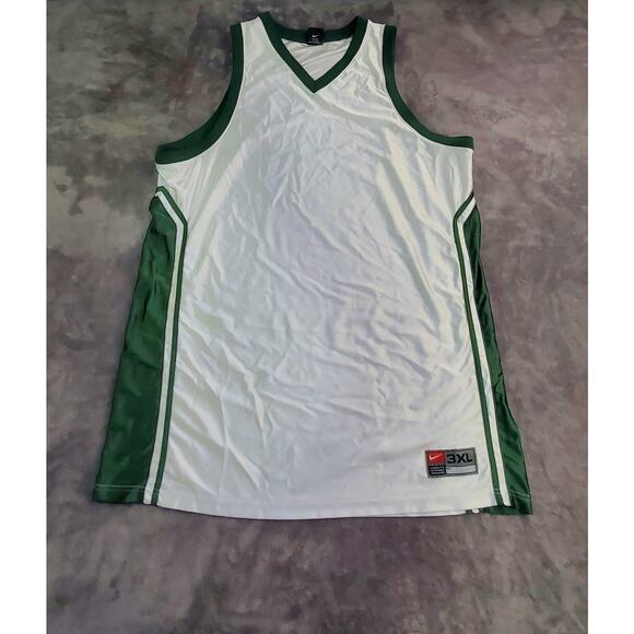 VINTAGE NIKE TEAM SZ 3XL WHITE & GREEN TANK JERSEY MENS BASKETBALL C2-20 - Picture 1 of 8